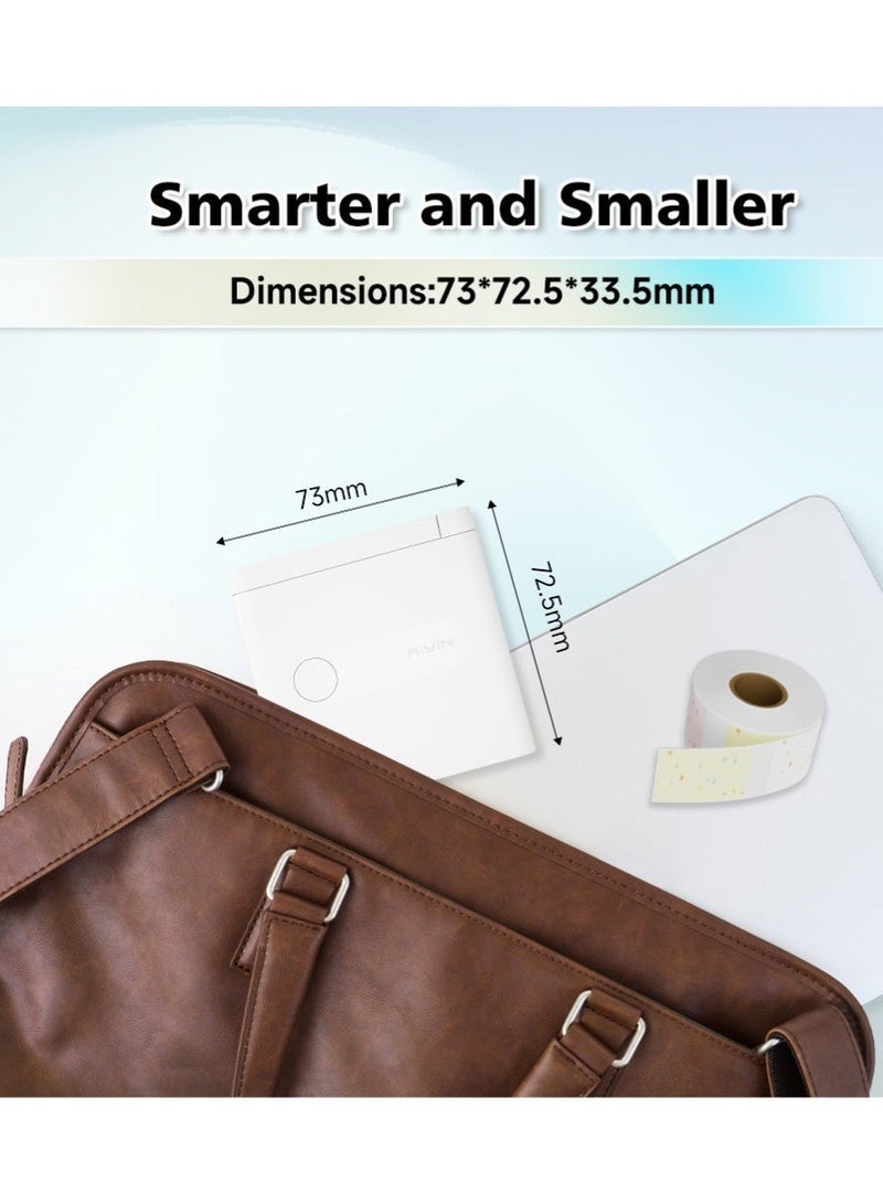 آيين طابعة ملصقات محمولة بتقنية البلوتوث، طابعة ملصقات حرارية صغيرة مطورة مع تطبيق وقوالب جاهزة | عرض طباعة 15 مم لتنظيم المنزل والمطبخ والمكتب | تتضمن لفة واحدة (125 ورقة) من ورق الملصقات الأبيض مقاس 15*40 مم - Image 5